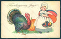 Greetings Girl Pumpkin Thanksgiving Turkey serie 775a postcard HR0804 – fronte
