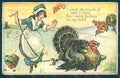 Greetings Lady Thanksgiving Turkey WRINKLES postcard HR0805 – fronte