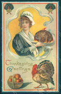 Greetings Lady Thanksgiving Turkey serie 3129 Relief CORNER CREASED pc HR0822 – fronte