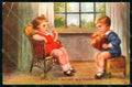 Artist Signed Fialkowska W Children Boy Girl serie 1910 CORNER CREASED pc HR0846 – fronte