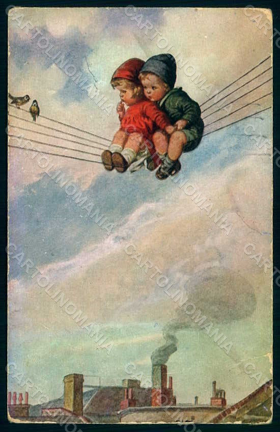 Artist Signed Fialkowska W. Children Child Boy Girl serie 1014 CREASED pc HR0865 – fronte