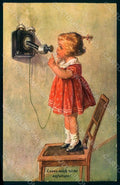 Artist Signed Fialkowska W. Girl Phone serie 1019 postcard HR0872 – fronte