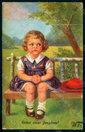 Artist Signed Fialkowska W. Girl serie 1916 CREASED postcard HR0876 – fronte