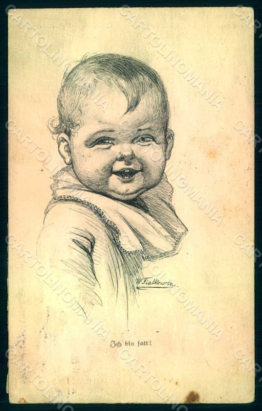 Artist Signed Fialkowska W. Child Baby serie 1192 WRINKLES postcard HR0881 – fronte