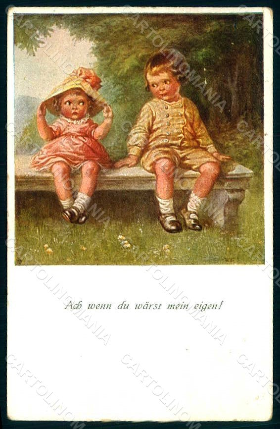 Artist Signed Fialkowska W. Children M. M. Vienne 1276 TEARED PIN HOLE pc HR0882 – fronte