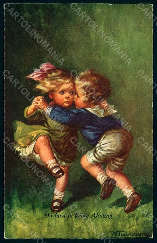 Artist Signed Fialkowska W. Children Child Boy Girl serie 1331 postcard HR0886 – fronte