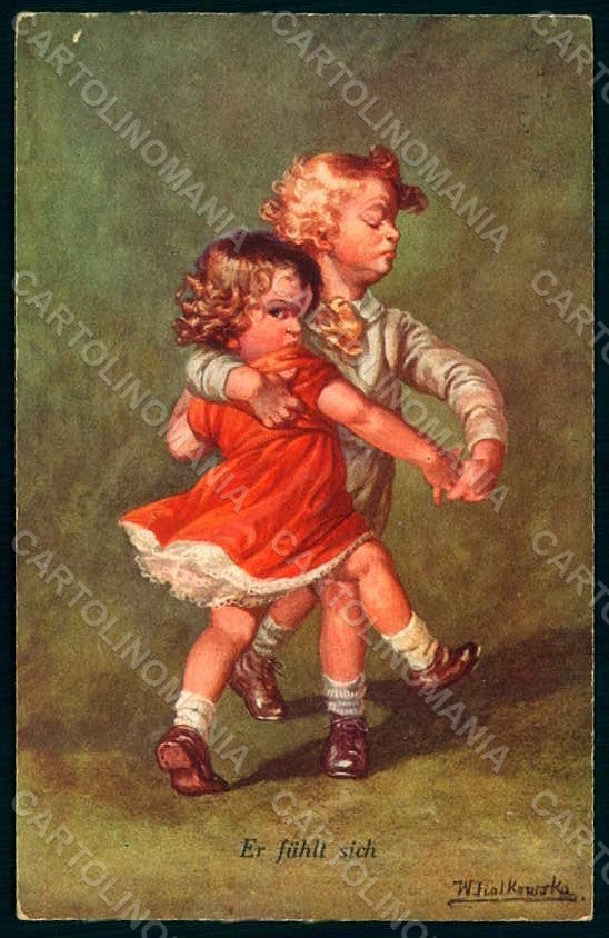Artist Signed Fialkowska W. Children Dance serie 1330 CORNER CREASED pc HR0887 – fronte