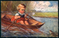 Artist Signed Fialkowska W. Girl serie 1359 TRIMMED postcard HR0897 – fronte
