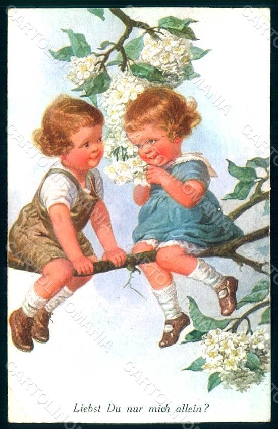 Artist Signed Fialkowska W. Children serie 972 CORNERS CREASED postcard HR0898 – fronte