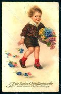 Artist Signed Fialkowska W. Boy Pittius postcard HR0911 – fronte