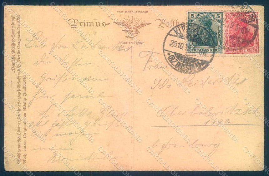 Artist Signed Fialkowska W. Eros Cupid serie 3252 ABRADED postcard HR0916 – retro