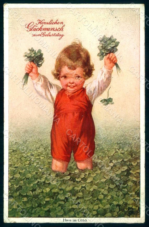 Artist Signed Fialkowska W. Child Boy serie 03355-3 WRINKLES postcard HR0918 – fronte