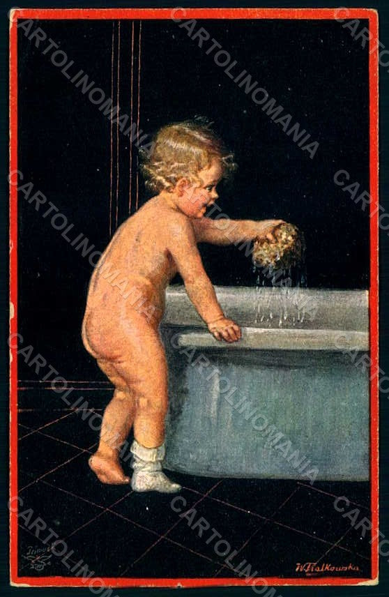 Artist Signed Fialkowska W. Children Child serie 1221 postcard HR0923 – fronte