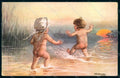 Artist Signed Fialkowska W. Children Nude Boy Girl serie 1025 postcard HR0927 – fronte