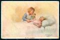 Artist Signed Fialkowska W. Children Doll serie 1122 postcard HR0928 – fronte