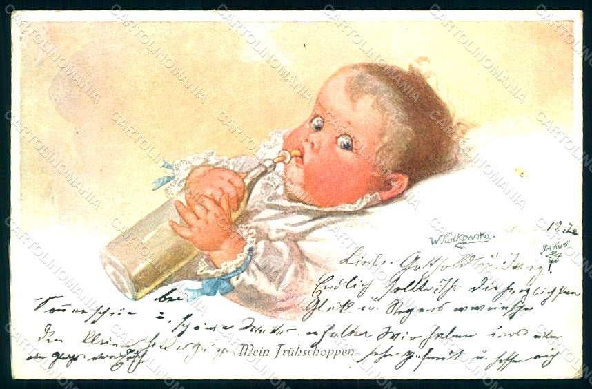 Artist Signed Fialkowska W. Children Baby serie 1145a postcard HR0933 – fronte