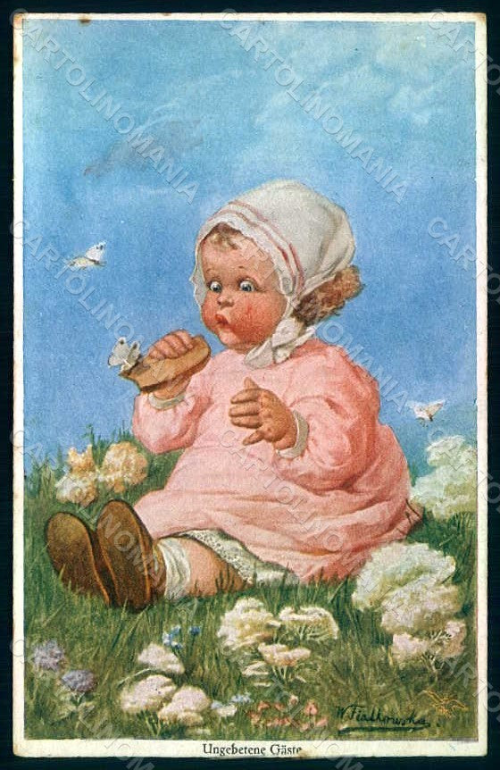 Artist Signed Fialkowska W. Girl serie 1161 WRINKLES postcard HR0936 – fronte