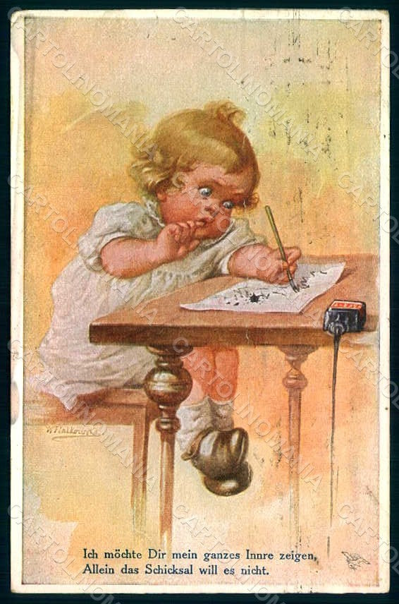 Artist Signed Fialkowska W. Girl serie 1160 WRINKLES postcard HR0940 – fronte