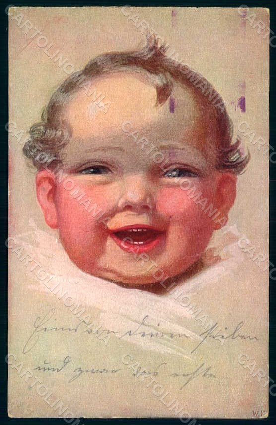 Artist Signed Fialkowska W. Child Baby serie 949 CREASED postcard HR0941 – fronte