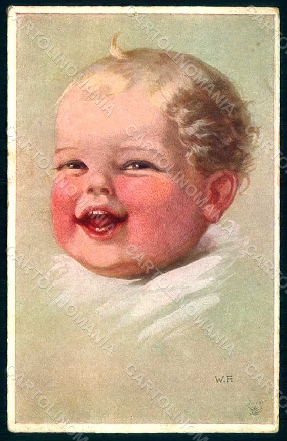 Artist Signed Fialkowska W. Child Baby serie 949 PIN HOLE postcard HR0943 – fronte