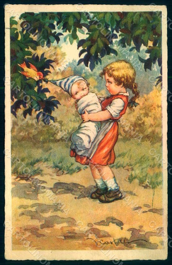 Artist Signed Castelli Girl Baby Degami 903 WRINKLES postcard HR0961 – fronte