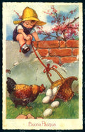 Artist Signed Castelli Boy Hen Egg Easter Degami 946 postcard HR0962 – fronte