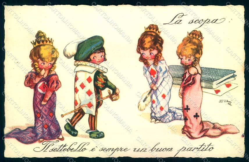 Artist Signed Sgrilli Children Playing Cards serie 1920-3 postcard HR0965 – fronte