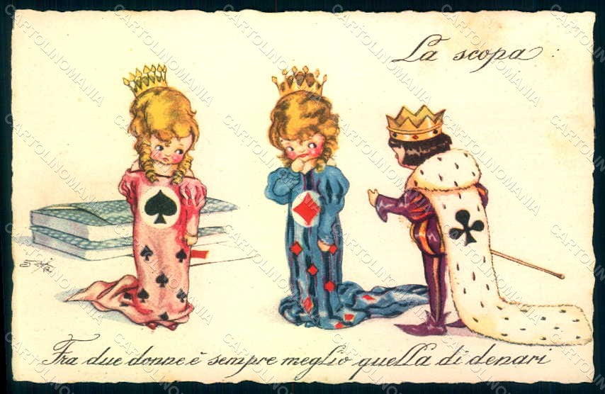 Artist Signed Sgrilli Children Playing Cards serie 1920-1 postcard HR0966 – fronte