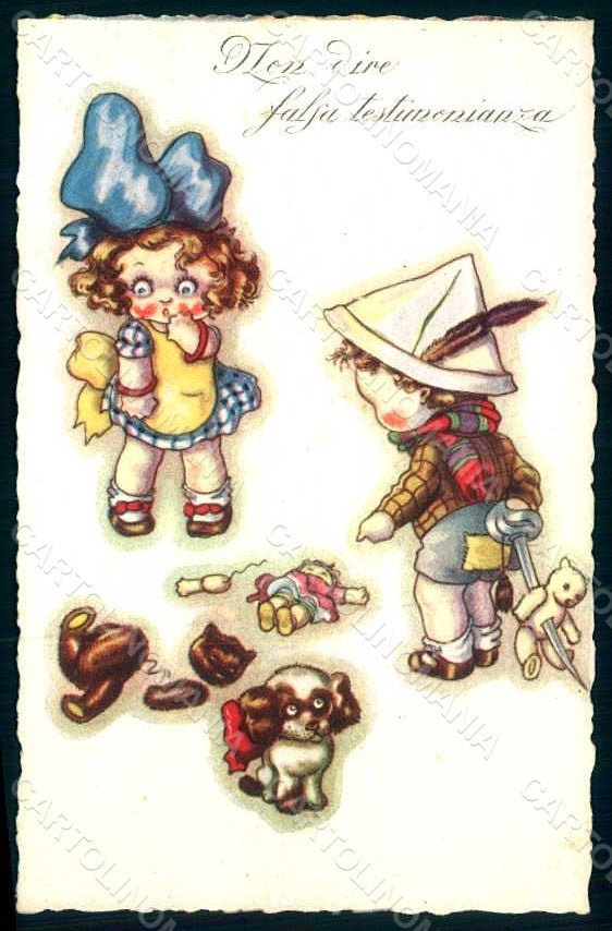 Artist Signed Sgrilli Children Teddy Doll Toy Dog serie 1827-2 postcard HR0970 – fronte