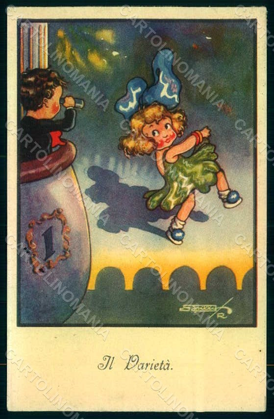 Artist Signed Sgrilli Children Dance Varieté serie 1747-4 postcard HR0973 – fronte