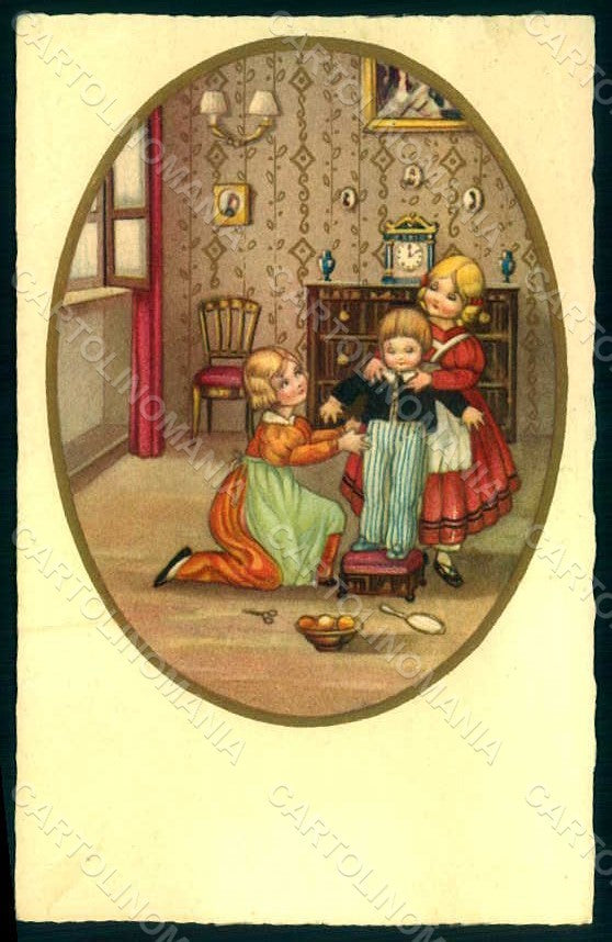 Artist Signed Dalmonte L. Children serie 513 CORNER CREASED postcard HR0978 – fronte