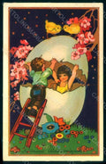 Artist Signed Children Easter Egg WO serie 1729 postcard HR0983 – fronte
