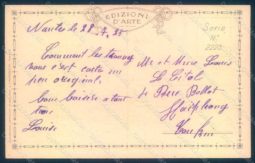 Artist Signed Bertiglia Children Train serie 2225 postcard HR1001 – retro