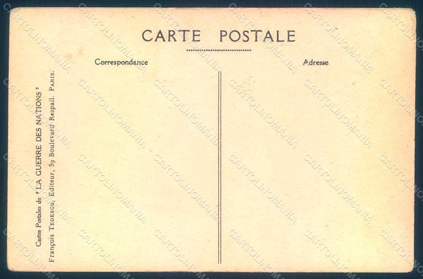 WWI WW1 French Propaganda Tanquerey Children Flag Hand Painted postcard HR1045 – retro
