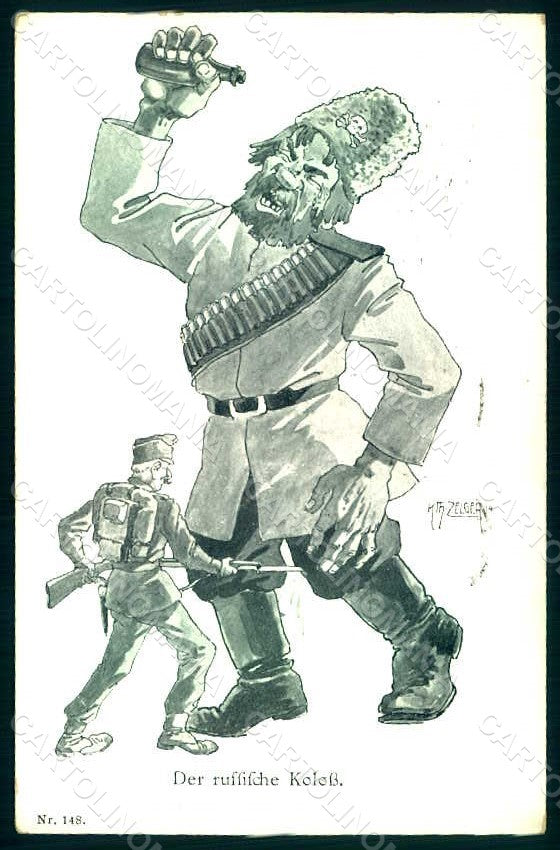 WWI WW1 Austrian Propaganda Zelger Russian Soldier Cossacks postcard HR1051 – fronte