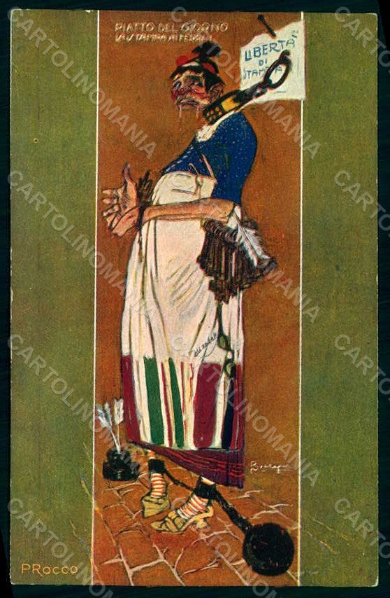 WWI WW1 Italian Propaganda Bonzagni Anti German postcard HR1052 – fronte