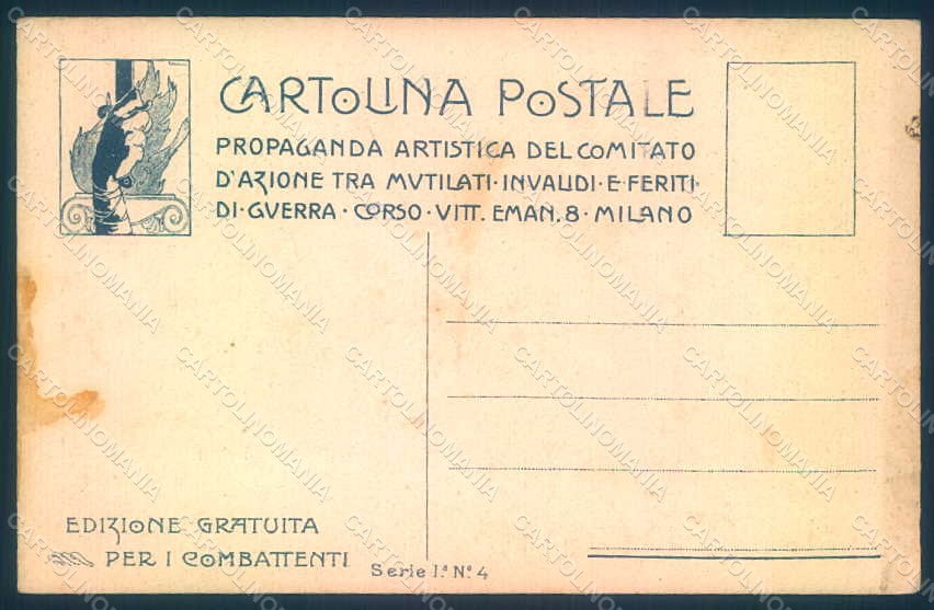 WWI WW1 Italian Propaganda Attilio Per Vivere Bisogna Resistere s. 1-4 pc HR1062 – retro
