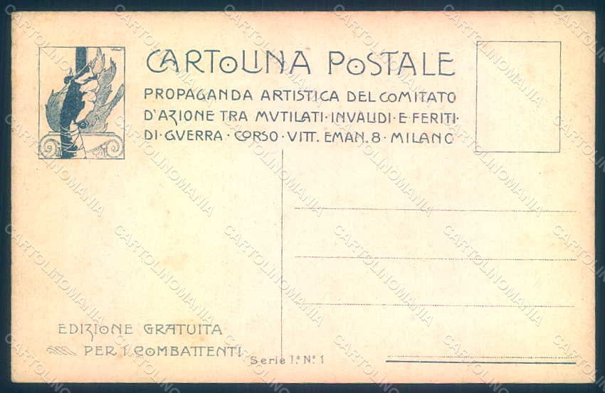 WWI WW1 Italian Propaganda Attilio Per Vivere Bisogna Resistere s. 1-1 pc HR1063 – retro