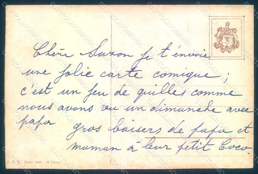 Artist Signed Thiele A. Men Bowling Game serie 1427 postcard HR1079 – retro