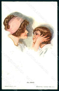 Artist Signed Fisher H. Lady Child All Mine Reinthal 303 postcard HR1083 – fronte
