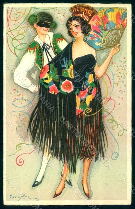 Artist Signed Chiostri Lady Man Carnival Deco Ballerini Fratini 224 pc HR1094 – fronte
