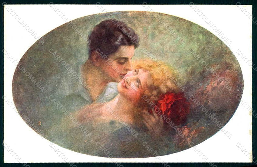 Artist Signed Guerzoni Lady Couple serie 1015-2 postcard HR1115 – fronte