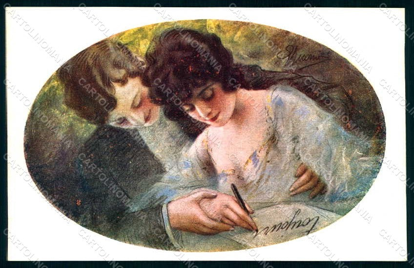 Artist Signed Guerzoni Lady Couple serie 1015-4 postcard HR1117 – fronte