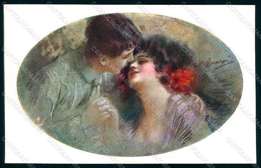 Artist Signed Guerzoni Lady Couple serie 1015-5 postcard HR1118 – fronte