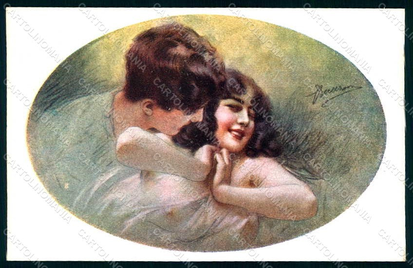 Artist Signed Guerzoni Lady Couple serie 1015-6 postcard HR1119 – fronte
