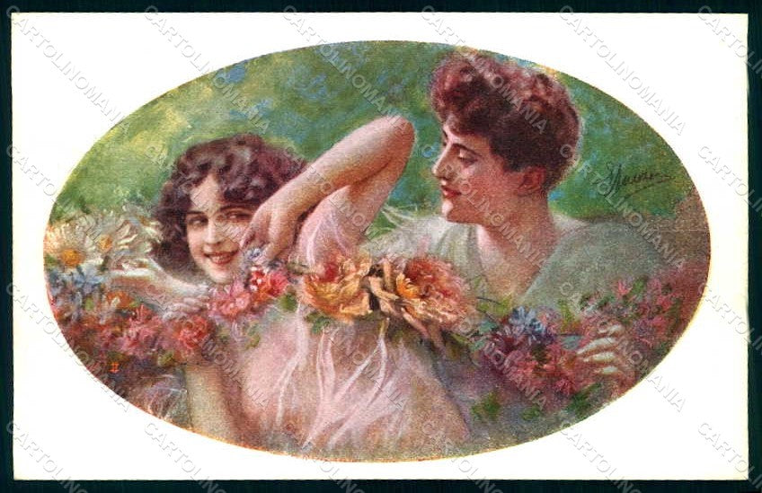 Artist Signed Guerzoni Lady Couple serie 1015-1 BACK ABRADED pc HR1120 – fronte
