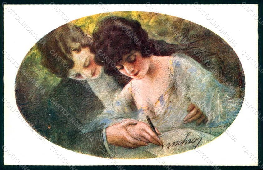 Artist Signed Guerzoni Lady Couple serie 1015-4 BACK ABRADED pc HR1123 – fronte