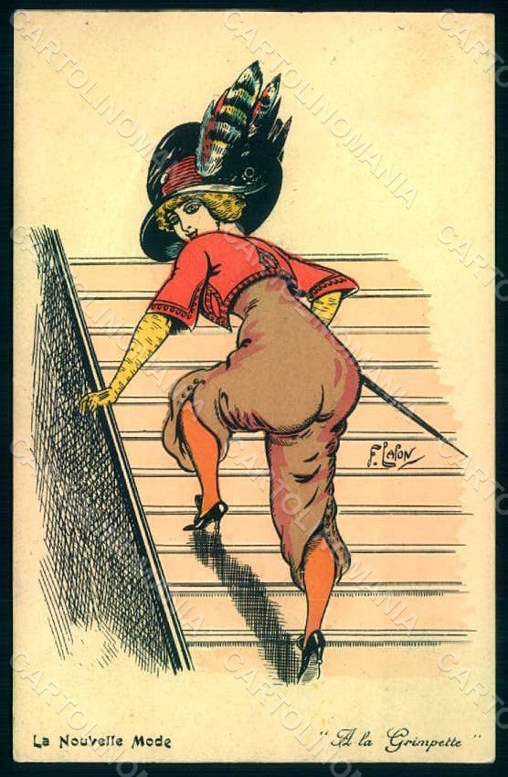 Artist Signed Lafon Fashion Lady Art Deco Hand Painted s. 102 WRINKLE pc HR1133 – fronte