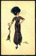 Artist Signed Naillod Fashion Lady Art Deco Mode Hand Painted s. 136 pc HR1136 – fronte