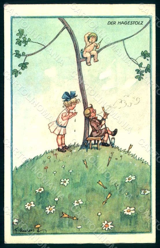 Artist Signed Gareis Children Cupid BKWI 376-5 postcard HR1139 – fronte